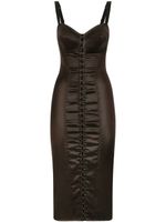 Dolce & Gabbana robe mi-longue façon corset en soie - Marron