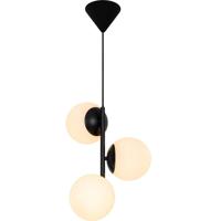 Nordlux HanglampLilly 3-lichts zwart met witte bol - 48603003