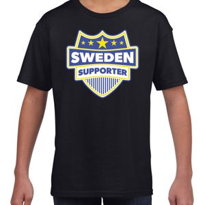 Zweden / Sweden schild supporter t-shirt zwart voor kinderen