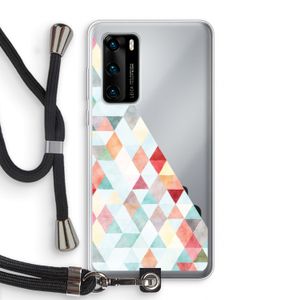 Gekleurde driehoekjes pastel: Huawei P40 Transparant Hoesje met koord