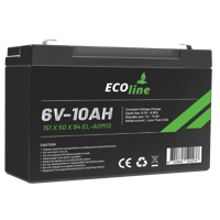 EcoLine - AGM 6V 10AH - 10000mAh VRLA Batterij - 151 x 50 x 94 - Deep Cycle Accu