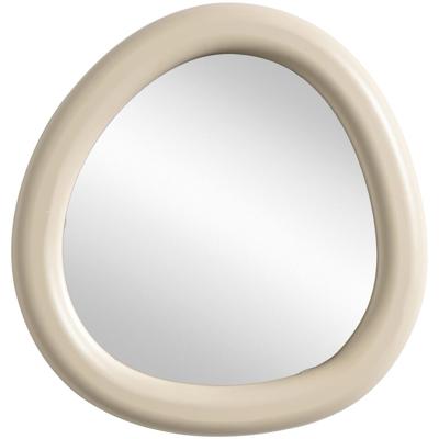Leen Bakker - Spiegel Moma Off-white - Ø24,5 Cm - Hout - Crème