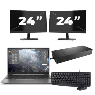 HP ZBook Firefly 14 G8 - Intel Core i7-11e Generatie - 14 inch - 16GB RAM - 256GB SSD - Windows 11 Home + 2x 24 inch Monitor