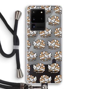 Slapende poes: Samsung Galaxy S20 Ultra Transparant Hoesje met koord