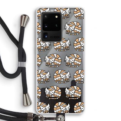 Slapende poes: Samsung Galaxy S20 Ultra Transparant Hoesje met koord