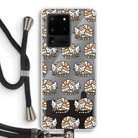 Slapende poes: Samsung Galaxy S20 Ultra Transparant Hoesje met koord
