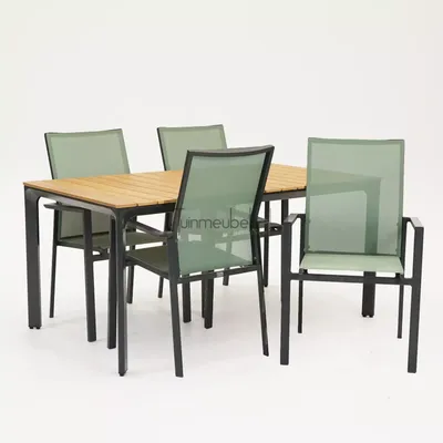 Tuinstoel Delia amandel hoge rug met Arezzo tafel 160 x 90 cm