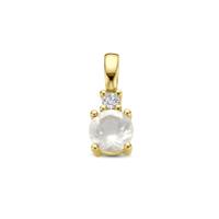 14K Geelgouden Hanger met Juni Geboortesteen & Diamant 0.02ct - 10,5mm