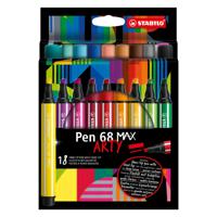 STABILO Pen 68 MAX ARTY Viltstift Met Dikke Beitelpuntetui 18 Kleuren