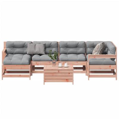 7-delige Loungeset met kussens massief douglashout