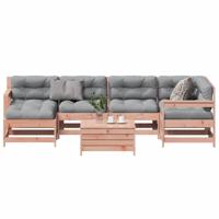 7-delige Loungeset met kussens massief douglashout