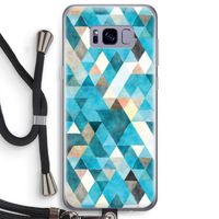 Gekleurde driehoekjes blauw: Samsung Galaxy S8 Plus Transparant Hoesje met koord