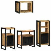 Badkamermeubelset met plank 4 pcs Bruin Massief Mango Hout