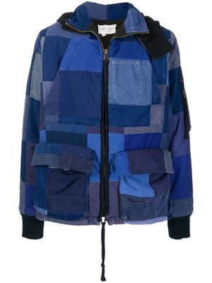 Greg Lauren manteau à design patchwork - Bleu