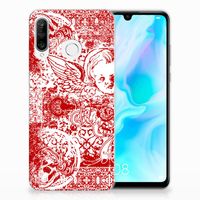 Silicone Back Case Huawei P30 Lite Angel Skull Rood - thumbnail
