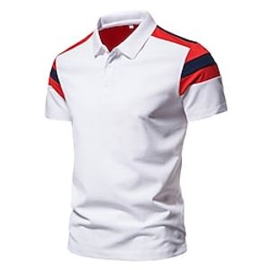 Voor heren POLO Shirt Golfshirt Casual Polo kraag Klassiek Korte mouw Casual Effen Kleur Knoop voorzijde Lente zomer Normale pasvorm Wit Rood Marineblauw POLO Shirt Lightinthebox