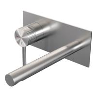BRAUER Stripe Inbouw Wastafelmengkraan - rechte uitloop en afdekplaat - model A2 - RVS-kleurig geborsteld PVD 5-NG-334