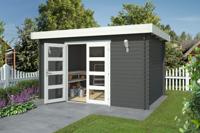 Outdoor Life Mikkel Blokhut 400x295 cm 28 mm vuren Carbon Grey-Wit gecoat- - - Outdoor Life Outdoor Life Mikkel Blokhut 400x295 cm 28 mm vuren Carbon Grey-Wit gecoat- - - Outdoor Life