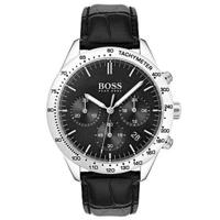 Boss Hugo Boss heren chronograaf zuurstof zwart lederen bandhorloge 42 mm