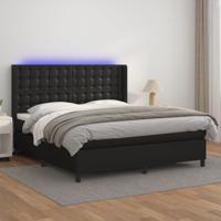 Boxspring met matras en LED kunstleer zwart 180x200 cm