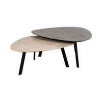 Richmond Organische Salontafel 'Spencer' Travertin, Set van 2 stuks