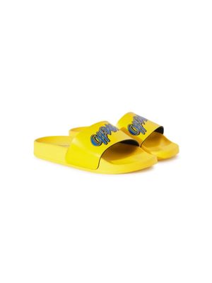 Off-White Kids claquettes à logo imprimé - Jaune