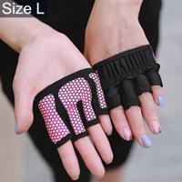 Halve vinger yoga handschoenen anti-slip sport Gym Palm beschermer maat: L Palm omtrek: 19cm (Rose rood)