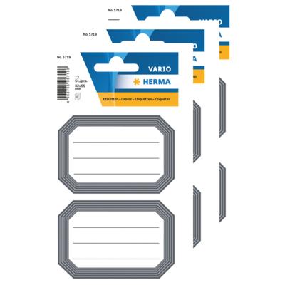 Herma Schoolboek etiketten - 12x stuks - wit/ grijs - naam label stickers