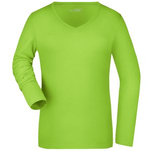 Lime dames v-hals shirt lange mouw XL  -