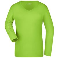 Lime dames v-hals shirt lange mouw - thumbnail