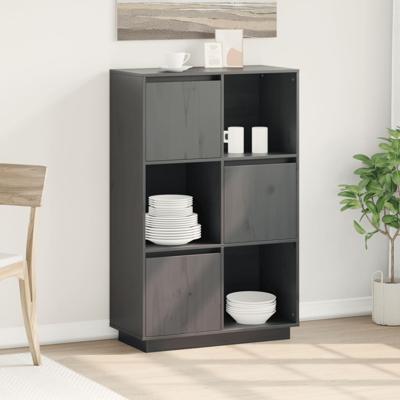 Hoge kast 74x35x117 cm massief grenenhout grijs