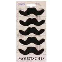 Mexicaanse snorren - 5x st - zwart - nepsnorren - plaksnorren - verkleedaccessoires
