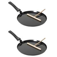 2x stuks san ignacio pannenkoekenpan/crepepan - d24 cm - zwart - met anti-aanbak laag - beslag verde