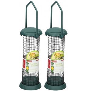 2x Buiten vogelvoer pinda silo 22 cm