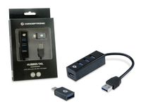 Conceptronic HUBBIES04B interface hub USB 3.2 Gen 1 (3.1 Gen 1) Type-A 5000 Mbit/s Zwart - thumbnail