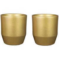 Bela Arte Plantenpot/bloempot Joly - 2x - keramiek - goud - 27 x 25 cm