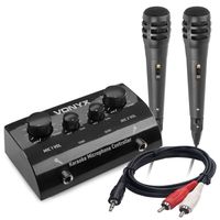Vonyx AV430B karaoke set met telefoonkabel en 2x microfoon - Zwart - thumbnail