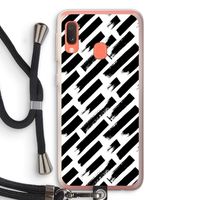 Zwarte vegen: Samsung Galaxy A20e Transparant Hoesje met koord