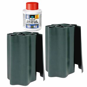 2x stuks Kunststof grasranden / borderranden groen 9 m x 25 cm inclusief Bison PVC lijm