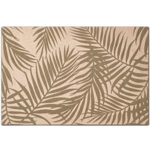 Zeller placemats palm bladeren print - 1x - linnen - 45 x 30 cm - beige/groen