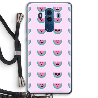 Smiley watermeloenprint: Huawei Mate 10 Pro Transparant Hoesje met koord