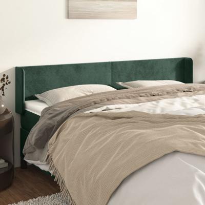 Hoofdbord met randen 183x16x78/88 cm fluweel donkergroen