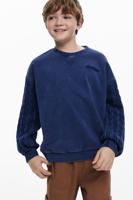 Trui met kabelgebreide mouwen - BLUE - 7/8