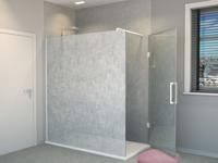 Balmani Modular hoekdouche met deur 160 x 200 cm linnen wit glas mat wit profiel