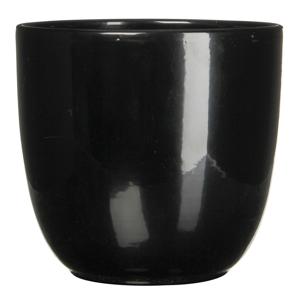 Mica Decorations Bloempot - zwart - keramiek - glanzend - 19 x 18 cm - kamerplantpot