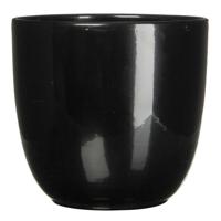 Mica Decorations Bloempot - zwart - keramiek - glanzend - 19 x 18 cm - kamerplantpot