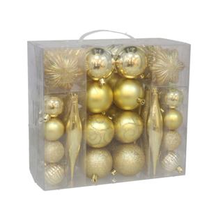 Kerstballen en ornamenten set - 56-delig - goud - kunststof - kerstboomversiering