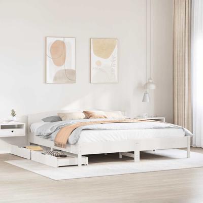 Bedframe zonder matras massief grenenhout wit 200x200 cm
