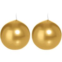 2x Gouden bolkaarsen 8 cm 25 branduren - thumbnail