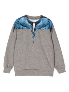 Marcelo Burlon County Of Milan Kids sweat en coton mélangé à imprimé Wings - Gris